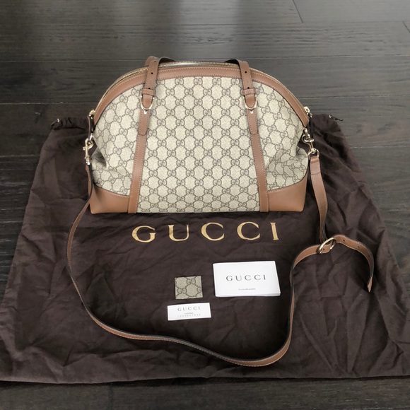Brand New Gucci Monogram Tote with Beige Leather - Picture 1 of 16